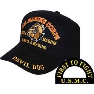Marines Once a Marine Corps EGA Devil Dog First to Fight Embroidered Cap Hat  883714157556 eb-20299282